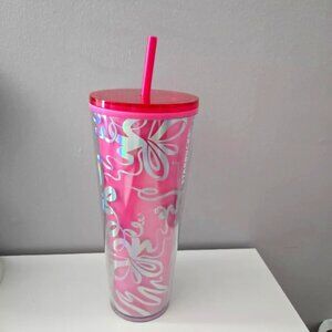 RARE Starbucks Pink Ribbon Color Changing Venti Cup Tumbler  Christmas Holiday